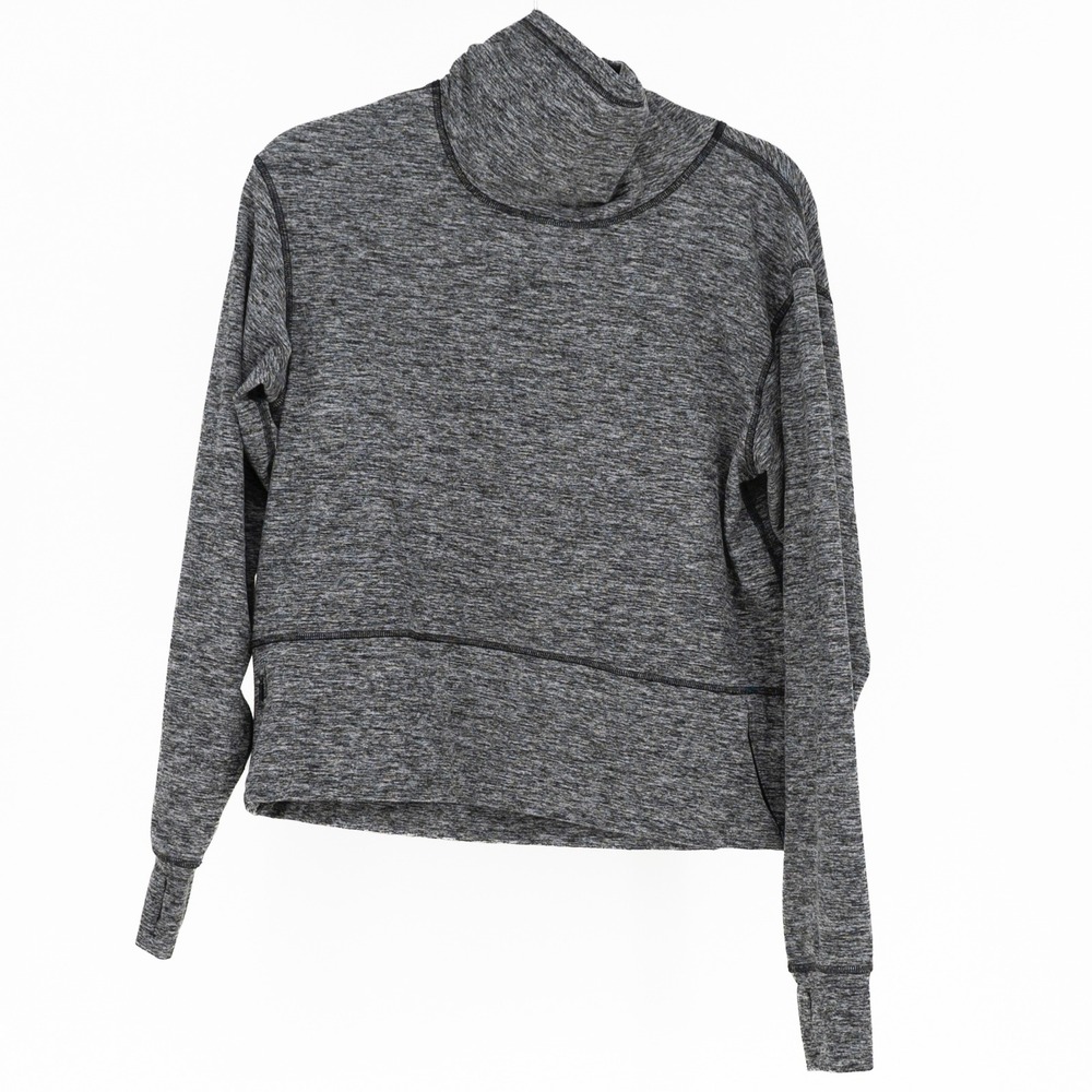 Lululemon Ready To Rulu Fleece Pullover Mock Neck Sweater Heathered Black Medium